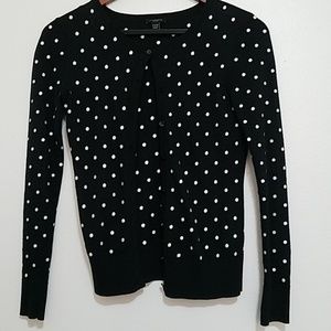 Ann Taylor Black Polka Dot Cardigan